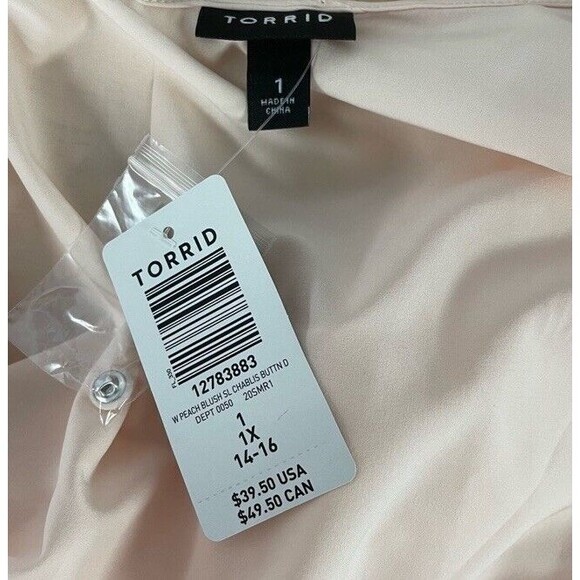 TORRID Peach Blush Chablis Black Lace Trim Cami size 1X Plus Sexy Feminine NEW - Picture 4 of 7